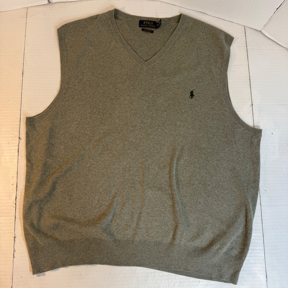 Polo Ralph Lauren‎ Mens Sweater Vest XXL Classic luxury gray Pony Pima Cotton